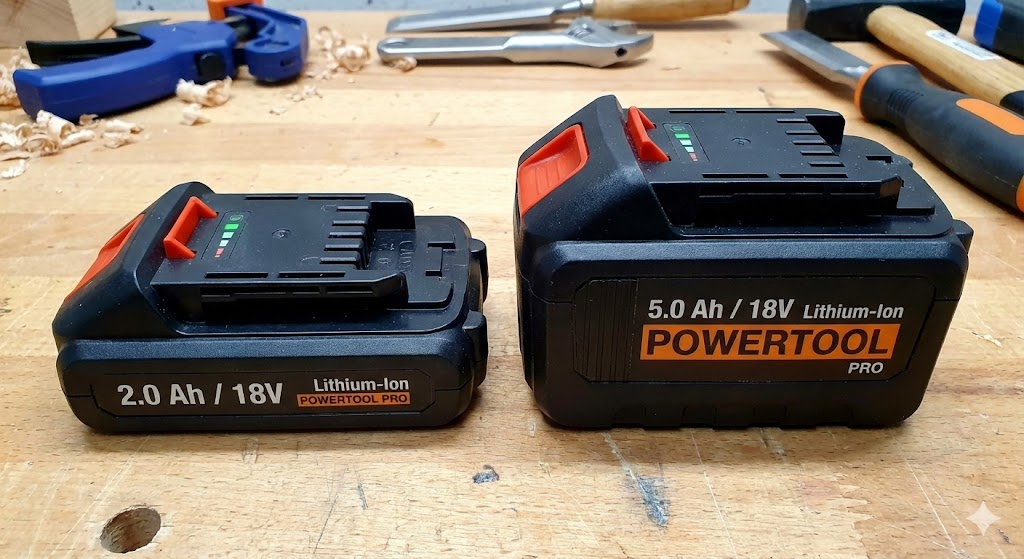 Batteries perceuse visseuse 2Ah vs 5Ah différence taille poids