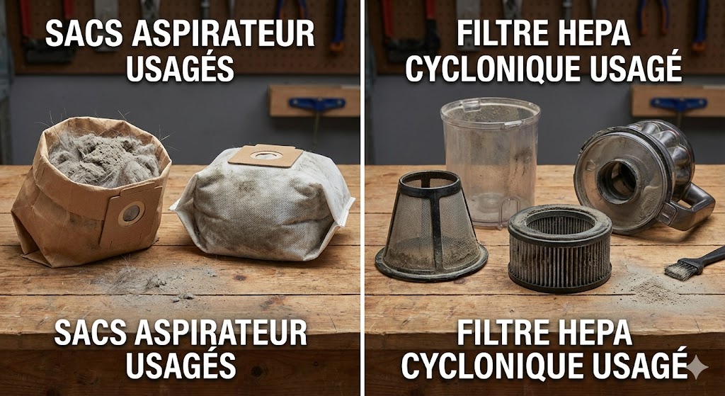 Sacs aspirateur neufs vs filtre HEPA cyclonique usagé