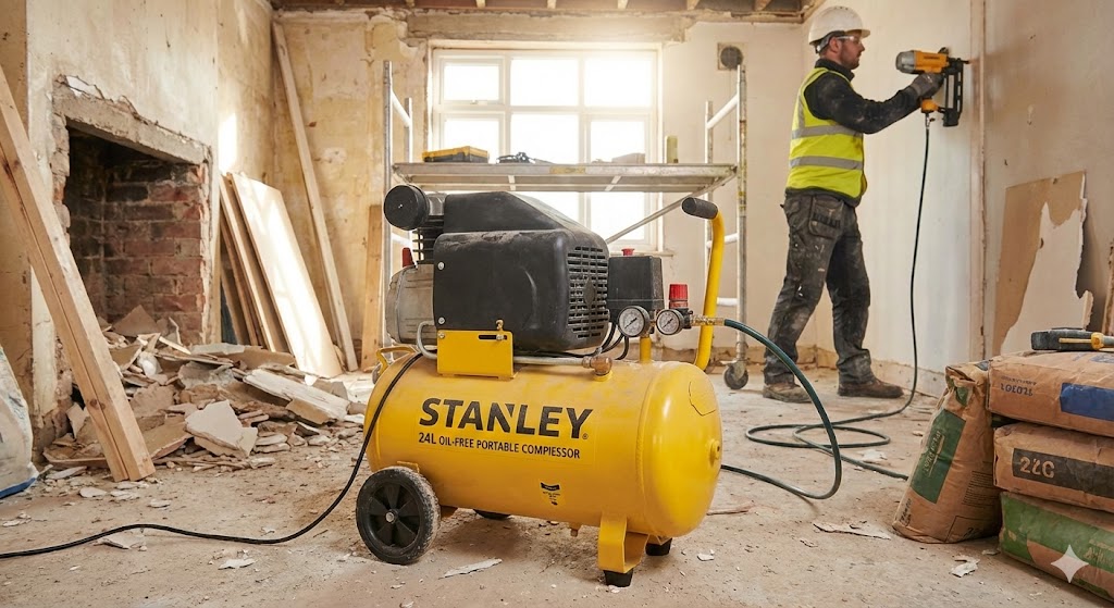 Compresseur sans huile 24L portable chantier rénovation bricolage